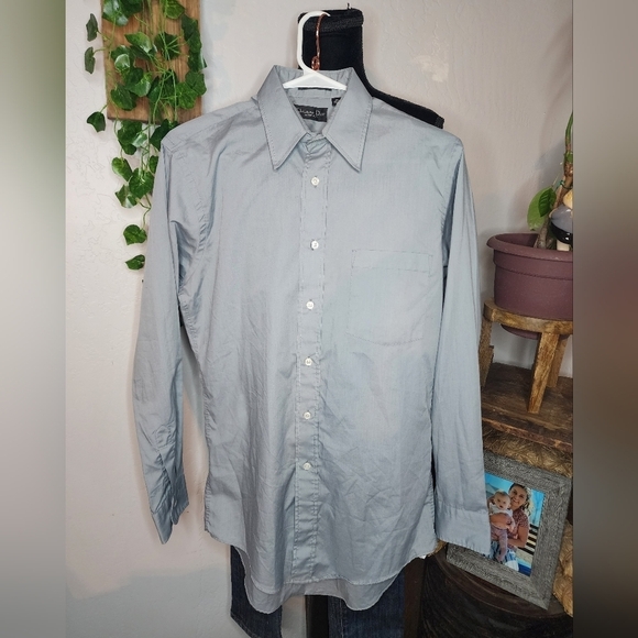 Christian Dior Monsieur Gray Button Down Size 14.5 32/33 - Picture 1 of 8